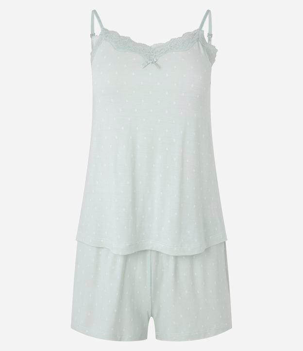 Pijama Short Doll de Alcinha em Viscose com Estampa Poá - 1