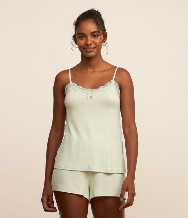 Pijama Short Doll de Alcinha em Viscose com Estampa Poá - 2