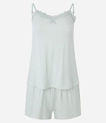 Pijama Short Doll de Alcinha em Viscose com Estampa Poá