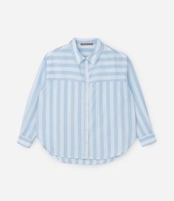 Camisa em Tricoline Listrada Curve & Plus Size