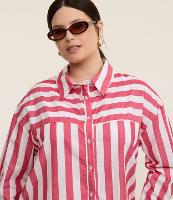 Camisa em Tricoline Listrada Curve & Plus Size - 2