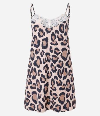 Camisola Curta em Ribana com Estampa Animal Print