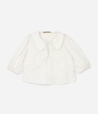 Blusa em Tricoline com Gola Boneca e Laços Curve & Plus Size