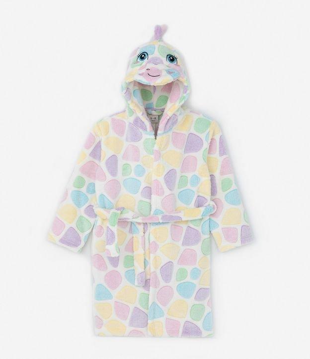 Roupão Infantil em Fleece com Estampa Dinossauro Fofo - Tam 3 a 12 anos - 1