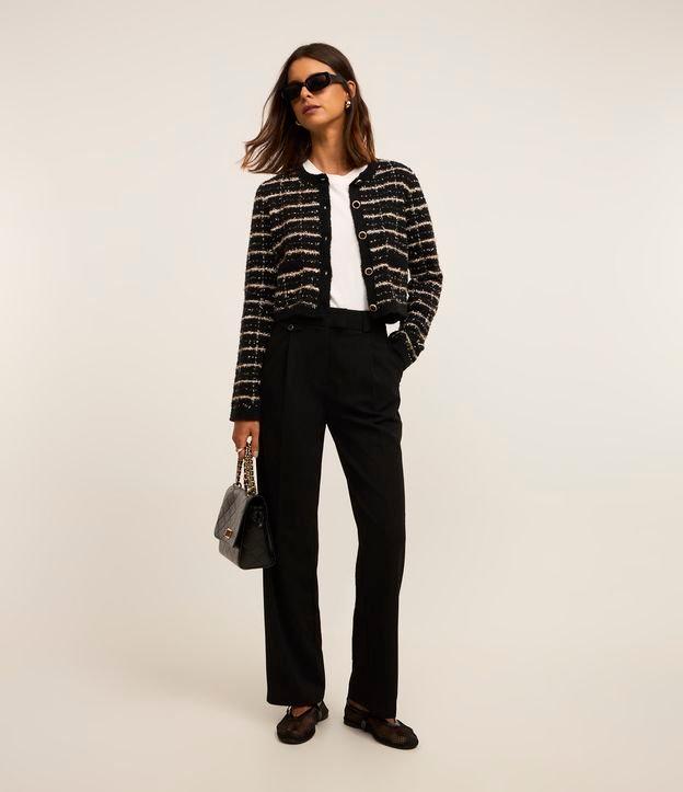 Calça Wide Alfaiataria em Crepe com Detalhe de Lapela - 2