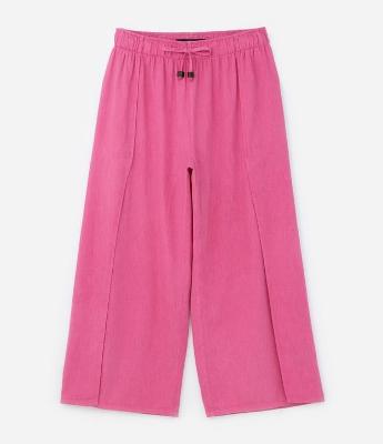 Calça Pantalona Sarja com Abertura Lateral Curve & Plus Size