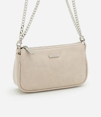 Bolsa Baguete Pequena em PU Glossy com Alças Removíveis