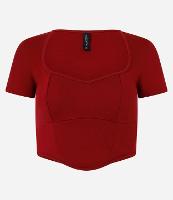 Blusa Cropped em Ponto Roma com Decote Coração - 1