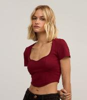 Blusa Cropped em Ponto Roma com Decote Coração - 2