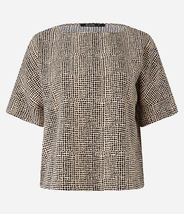 Blusa Manga Curta em Crepe Estampa Animal Print com Detalhes Frontais - 1