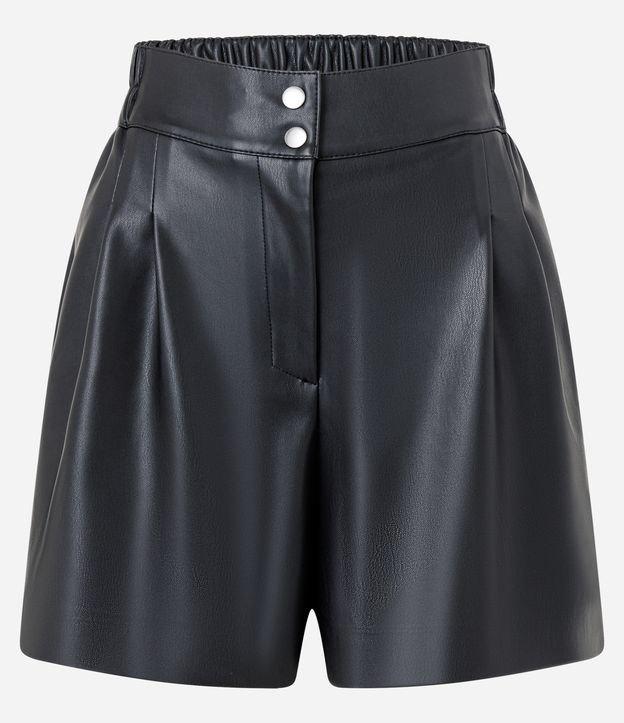 Short em PU com Pregas Frontais e Dois Botões - 1