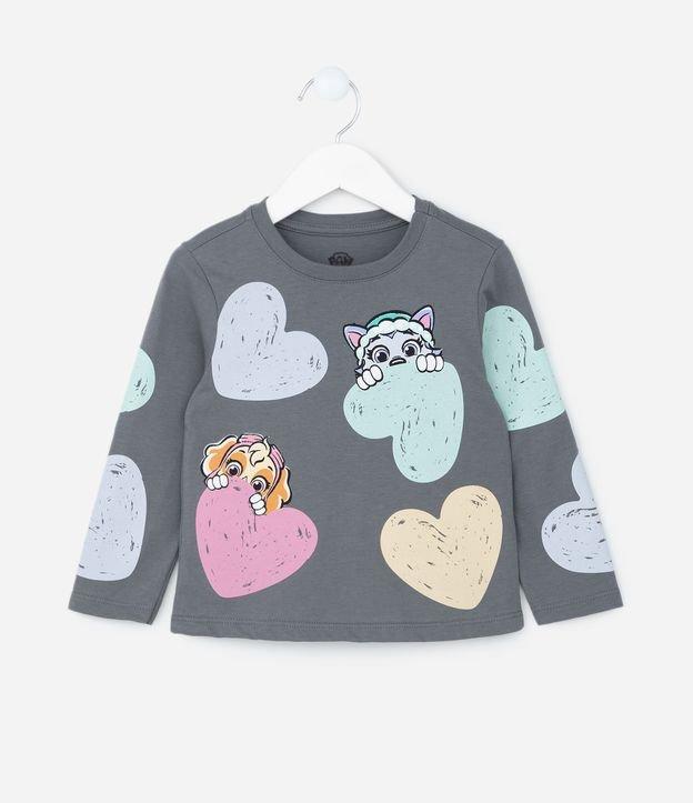 Camiseta Infantil com Estampa Patrulha Canina e Corações - Tam 2 a 6 Anos - 1