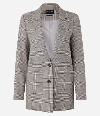 Blazer Oversized em Alfaiataria Xadrez