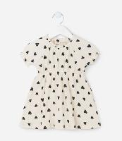 Vestido Infantil Texturizado com Estampa Corações - Tam 0 a 18 meses - 1