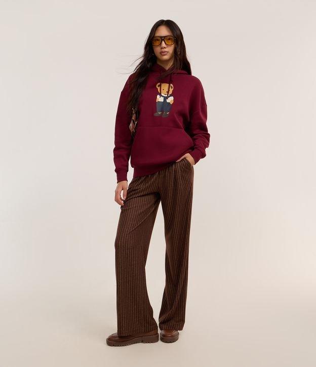 Calça Wide Leg em Moletom com Listras de Riscas de Giz - 2