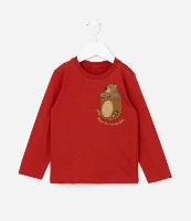 Camiseta Infantil com Bolso Estampado de Urso - Tam 1 a 6 Anos - 1
