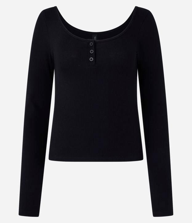 Blusa em Ribana com Decote U e Botões - 2