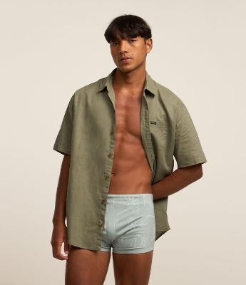 Sunga Boxer em Microfibra com Estampa de Folhagem