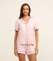 Pijama Americano Short Doll Manga Curta em Viscose com Detalhes Contrastantes - 2