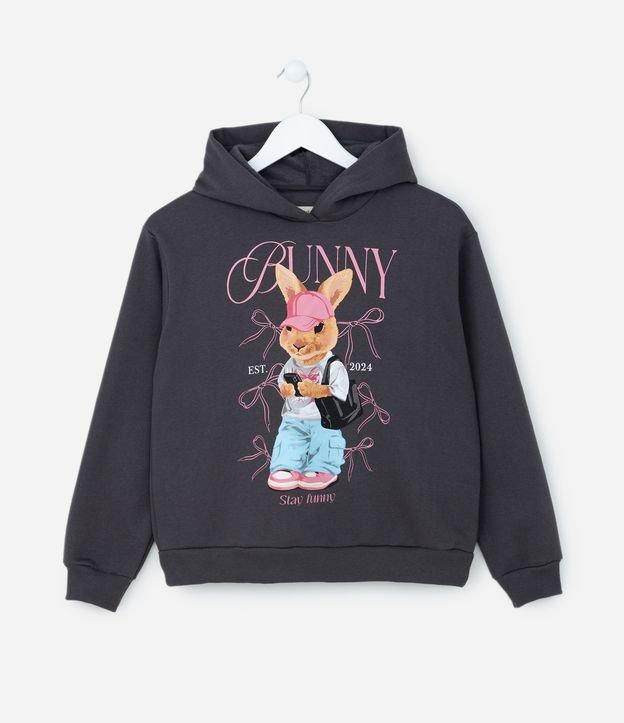 Blusão Oversized Infantil com Estampa Coelha - Tam 5 a 14 Anos - 1