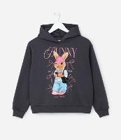 Blusão Oversized Infantil com Estampa Coelha - Tam 5 a 14 Anos - 1