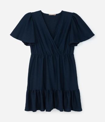 Vestido Curto Texturizado com Manga Ampla Curve & Plus Size