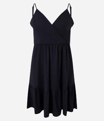 Vestido Curto em Algodão com Decote Transpassado