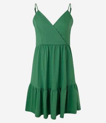 Vestido Curto em Algodão com Decote Transpassado