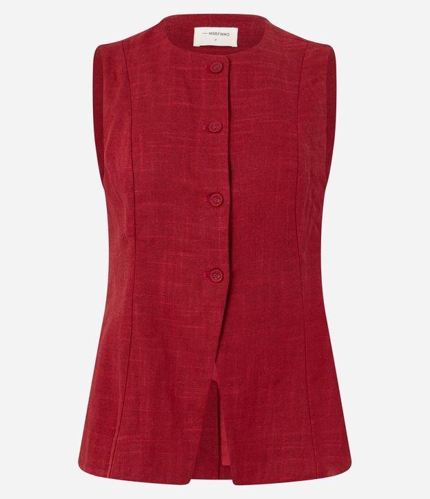 Colete com Botões Forrados e Detalhe em V na Barra - 1