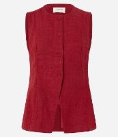 Colete com Botões Forrados e Detalhe em V na Barra - 1