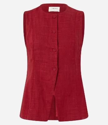 Colete com Botões Forrados e Detalhe em V na Barra