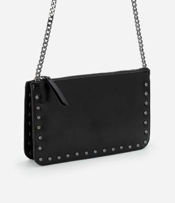 Bolsa Transversal Pequena com Bolsos e Alça de Corrente
