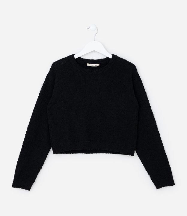 Suéter Curto Infantil em Tricô com Textura - Tam 5 a 14 Anos - 1