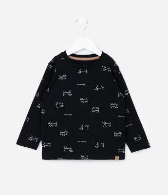 Camiseta Infantil com Estampa de Cachorrinho - Tam 1 a 6 Anos