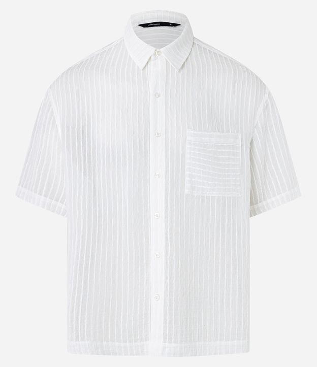 Camisa em Viscose Listrada com Textura e Transparência - 1