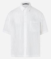 Camisa em Viscose Listrada com Textura e Transparência - 1