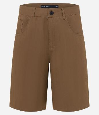 Bermuda Ampla em Sarja e Cós com Passantes