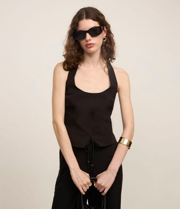 Blusa Frente Única em Crepe com Detalhe Frontal - 2