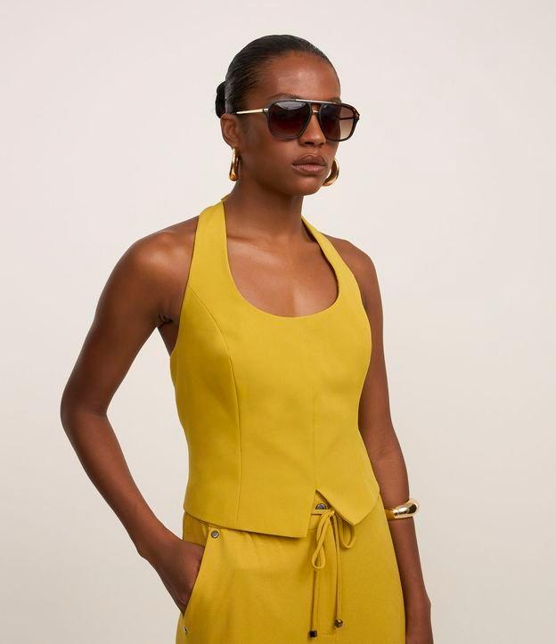 Blusa Frente Única em Crepe com Detalhe Frontal - 3