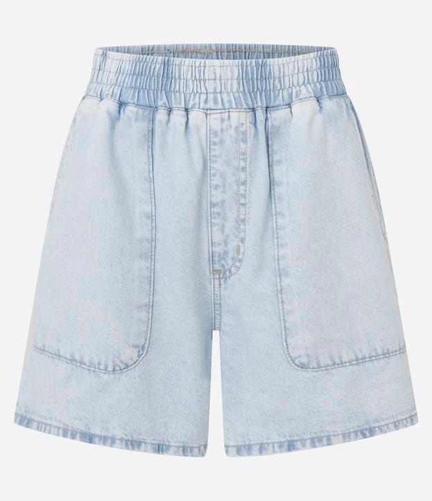 Short Runner em Jeans Delavê com Cós Elástico - 1