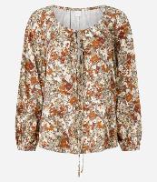 Blusa em Viscose com Amarração na Gola e Estampa Abstrata - 1