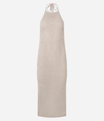 Vestido Frente Única New Midi em Tricô com Fenda nas Costas