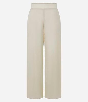 Calça Pantalona Cintura Alta em Viscose com Elástico no Cós