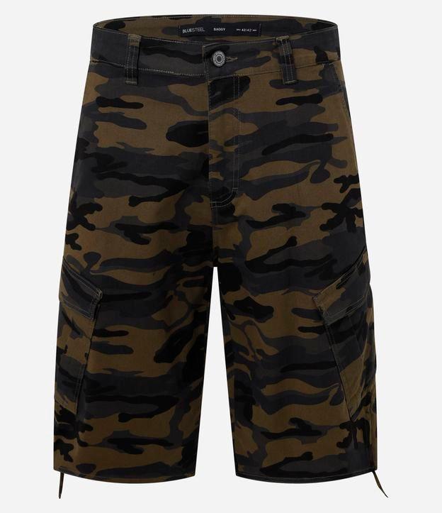 Bermuda Baggy em Sarja com Estampa Camuflada - 1