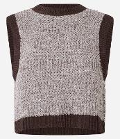 Colete Curto em Chenille Mescla com Detalhe Contrastante - 1