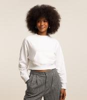 Blusão Cropped em Moletom com Bolsos - 1