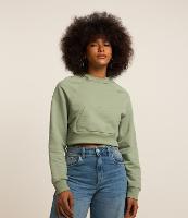 Blusão Cropped em Moletom com Bolsos - 1