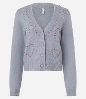 Cardigan Curto em Tricô com Pedrinhas Bordadas - 1