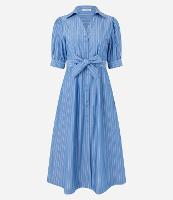 Vestido Midi com Mangas Bufantes em Tricoline e Amarração na Cintura - 1