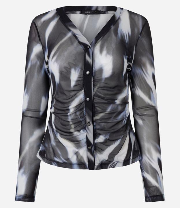 Camisa em Tule com Estampa Abstrata - 1